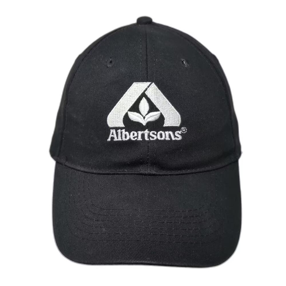 Albertsons Baseball Cap Black White Hat One Size Adjustable Strapback Cotton